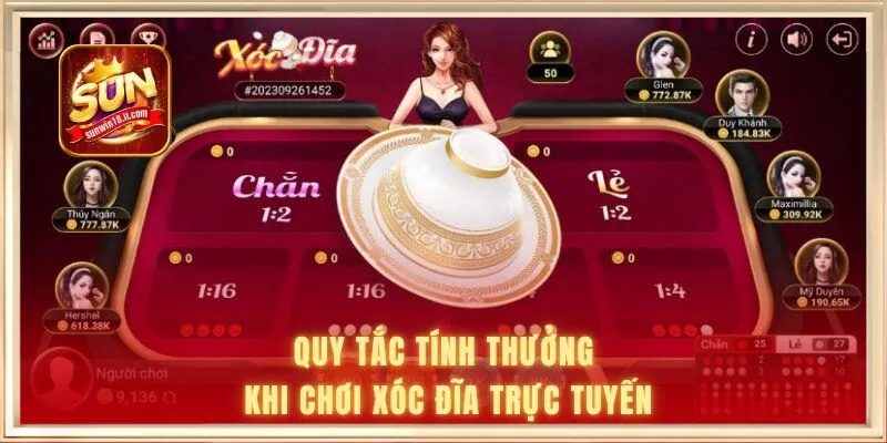 Quy tắc tính thưởng khi chơi xóc đĩa trực tuyến